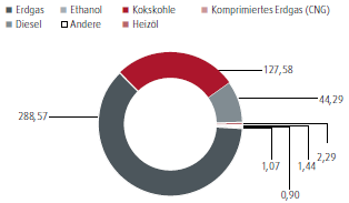 Direkter Energieverbrauch (Liegenschaften, Produktion u. &auml;.) (Tortendiagramm)